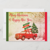 Boerderij Country Rode Vrachtwagen Kerst Feestdagenkaart (Voorkant)