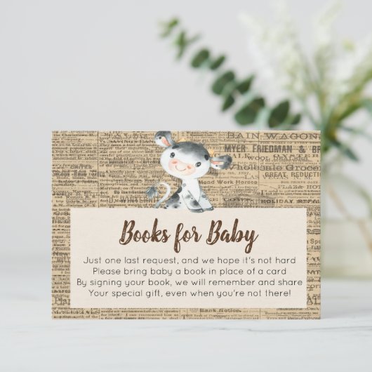 Boerderij Cow Books for Baby Card Informatiekaartje (Staand voorkant)