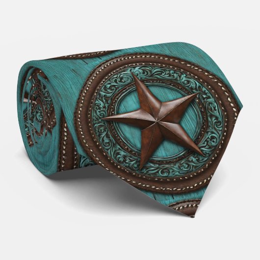 Boerderij Cowboy Country Western Turquoise Texaans Stropdas (Opgerold)