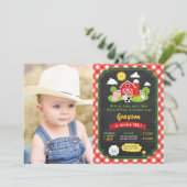 Boerderij Cowboy verjaardagsuitnodiging Kaart (Staand voorkant)