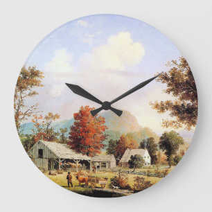 Boerderij Creek Horse Ox Barn Americana Wall Clock Grote Klok