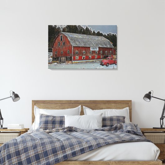Boerderij Dairy Canvas, Rode Barn en Truck Canvas Afdruk (Insitu (Slaapkamer))