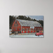 Boerderij Dairy Canvas, Rode Barn en Truck Canvas Afdruk (Voorkant)