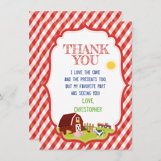 BOERDERIJ DANK JULLIE KAART (Voorkant / Achterkant)