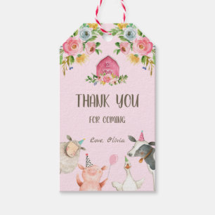 Boerderij Dank u Favor Barnyard Party Animal Girl Cadeaulabel