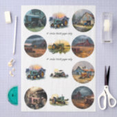 Boerderij deco-sticker 4" Onderzetter Set Rustiek Tissuepapier (Craft)