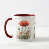 Boerderij Decor Rode Poppy Tuin Bloem Mok (Links)