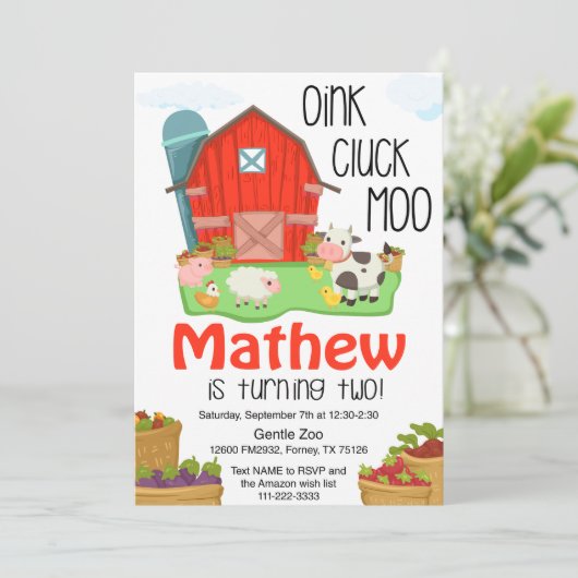 Boerderij Dier 2e Verjaardag Kaart (Staand voorkant)