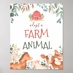 Boerderij Dier Adoptie Bord Knuffel Dierenfeestje Poster