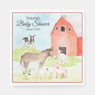 Boerderij Dier Baby shower Papieren servetten