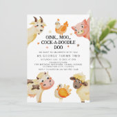 Boerderij Dier Barnyard Verjaardagsfeestje Kaart (Staand voorkant)