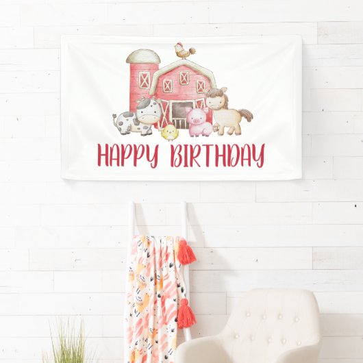 Boerderij Dier en Barn Birthday Spandoek (Insitu)