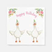 Boerderij Dier Gans Meisje Verjaardag Barnyard Roz Servet (Voorkant)
