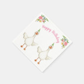 Boerderij Dier Gans Meisje Verjaardag Barnyard Roz Servet (Hoek)