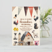 Boerderij Dier Kinder Boer Verjaardagsfeest Kaart (Staand voorkant)