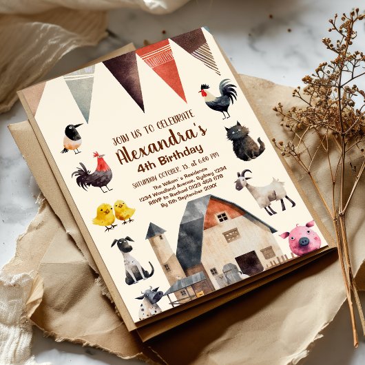 Boerderij Dier Kinder Boer Verjaardagsfeest Kaart