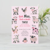 Boerderij Dier Roze Meisjes Tweede Verjaardag Kaart (Staand voorkant)