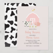 Boerderij Dier Roze Schuur baby shower Kaart (Voorkant / Achterkant)
