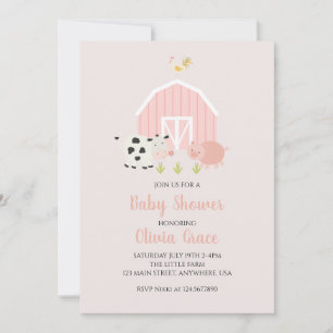 Boerderij Dier Roze Schuur baby shower Kaart