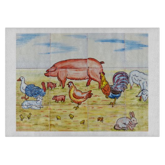 boerderij dier rustiek leuk ouderwets snijplank (Voorkant)
