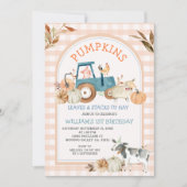 Boerderij Dier Sinaasappel Gingham Herfst Pompoene Kaart (Voorkant)