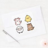 Boerderij Dier Sticker Set van 4 | Koe Kuiken Scha (Envelop)