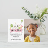 Boerderij Dier Verjaardagsfeest Roze Geruite Meisj Bedankkaart (Staand voorkant)