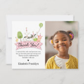 Boerderij Dier Verjaardagsfeest Roze Geruite Meisj Bedankkaart (Voorkant)