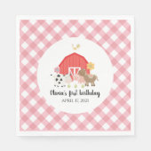 Boerderij Dier Verjaardagsfeestje servetten roze p (Voorkant)