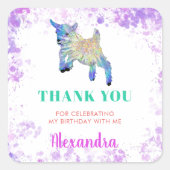 Boerderij Dier Waterverf Verjaardagsfeest Dank u Vierkante Sticker (Voorkant)
