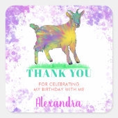 Boerderij Dier Waterverf Verjaardagsfeest Dank u Vierkante Sticker (Voorkant)