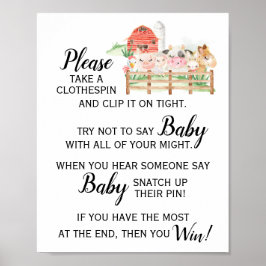 Boerderij Dier Zeg niet dat het Baby shower van he Poster