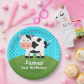 Boerderij Dier, zwarte witte koe, kinderfeest Papieren Bordje (Feest)