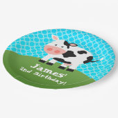 Boerderij Dier, zwarte witte koe, kinderfeest Papieren Bordje (Gekanteld)