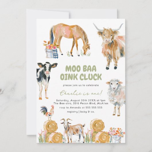 Boerderij Dieren Boerderij Verjaardagsfeest Kaart (Voorkant)