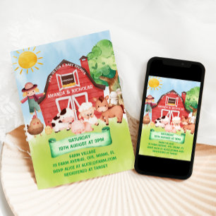 Boerderij Dieren Cute Baby Shower  Kaart