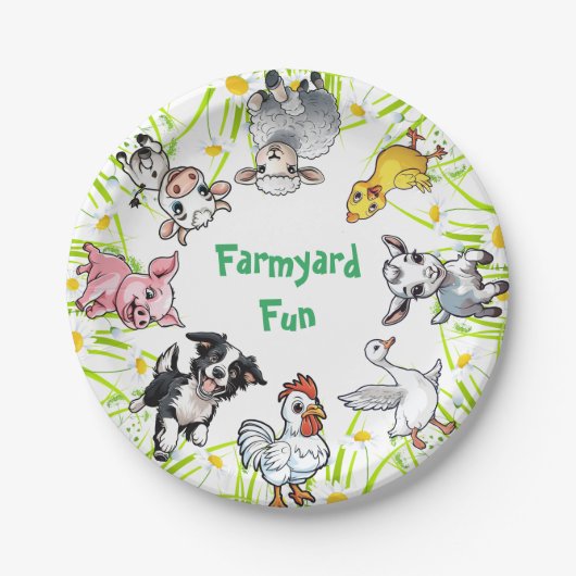 Boerderij Dieren Leuk Verjaardagsfeest Papieren Bordje (Voorkant)