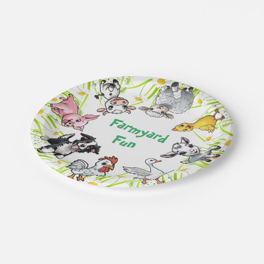 Boerderij Dieren Leuk Verjaardagsfeest Papieren Bordje (Gekanteld)
