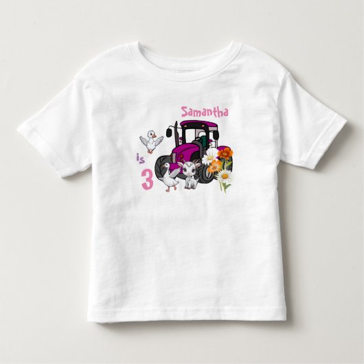 Boerderij Dieren Pret Roze Tractor Verjaardagsfees Kinder Shirts (Voorkant)