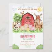 Boerderij Dieren Verjaardagsfeest Uitnodiging (Voorkant)