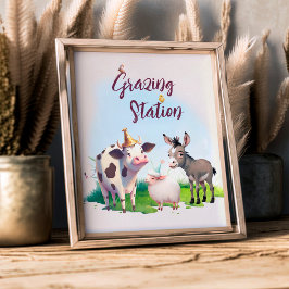 Boerderij Dieren Verjaardagsfeestje Grazing Statio Poster