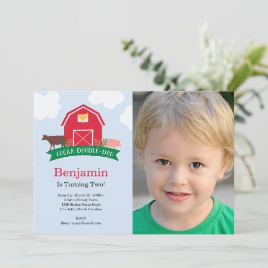 Boerderij Dierendag Partij Fotouitnodiging Kaart (Staand voorkant)