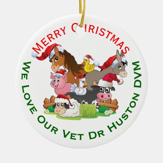 Boerderij Dierenkerstcadeau voor de dierenarts Keramisch Ornament (Voorkant)
