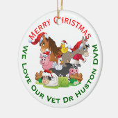 Boerderij Dierenkerstcadeau voor de dierenarts Keramisch Ornament (Links)