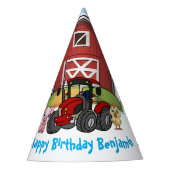 Boerderij Dierenplezier Rode Schuur & Rode Tractor Feesthoedjes (Voorkant)