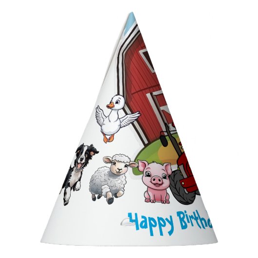 Boerderij Dierenplezier Rode Schuur & Rode Tractor Feesthoedjes (Links)