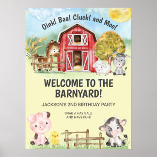 Boerderij Dierenschuur Thema 2e Verjaardag Welkom Poster
