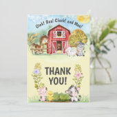 Boerderij Dierenschuur Theme 2e Verjaardag Bedankkaart (Staand voorkant)