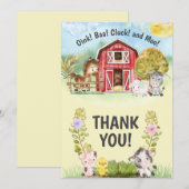 Boerderij Dierenschuur Theme 2e Verjaardag Bedankkaart (Voorkant / Achterkant)