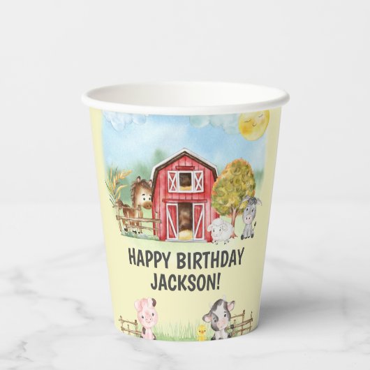 Boerderij Dierenschuur Theme 2e Verjaardag Papieren Bekers (Achterkant)